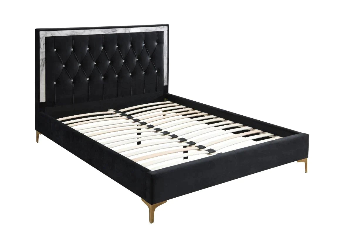 Rowan Black Fabric Queen Bed Model 28990Q By ACME Furniture