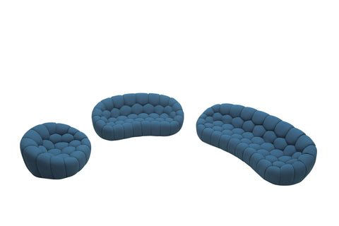 Divani Casa Yolonda Modern Curved Dark Teal Fabric Sofa Set Model VGEV2126C-SET-C-15