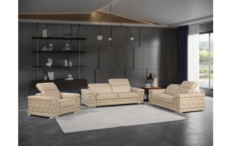 296 Beige Sofa Set – Genuine LeatherModel:  296-BEIGE