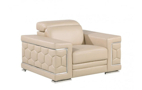 296 Beige Chair – Genuine LeatherModel:  296-BEIGE-CH