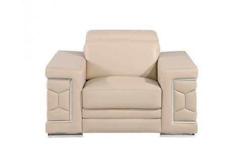 296 Beige Chair – Genuine LeatherModel:  296-BEIGE-CH