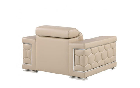 296 Beige Chair – Genuine LeatherModel:  296-BEIGE-CH