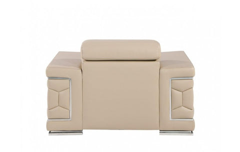 296 Beige Chair – Genuine LeatherModel:  296-BEIGE-CH