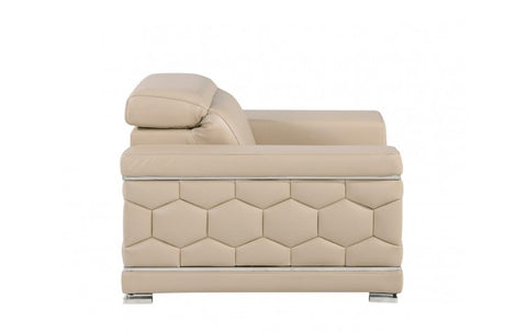 296 Beige Chair – Genuine LeatherModel:  296-BEIGE-CH