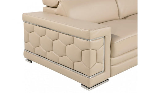 296 Beige Sofa – Genuine LeatherModel:  296-BEIGE-S