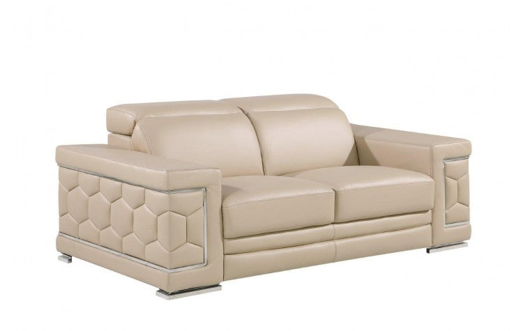 296 Beige Loveseat – Genuine LeatherModel:  296-BEIGE-L