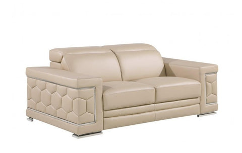 296 Beige Loveseat – Genuine LeatherModel:  296-BEIGE-L