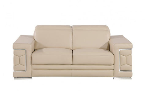 296 Beige Loveseat – Genuine LeatherModel:  296-BEIGE-L