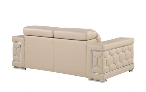 296 Beige Loveseat – Genuine LeatherModel:  296-BEIGE-L