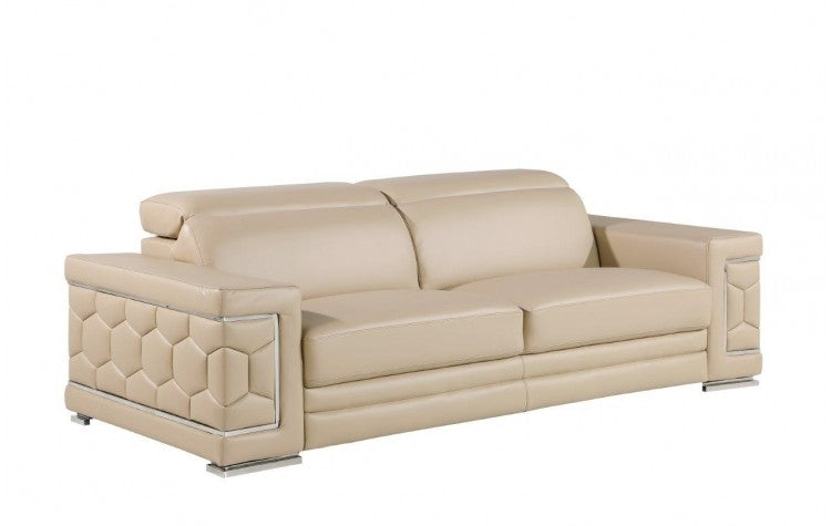 296 Beige Sofa – Genuine LeatherModel:  296-BEIGE-S