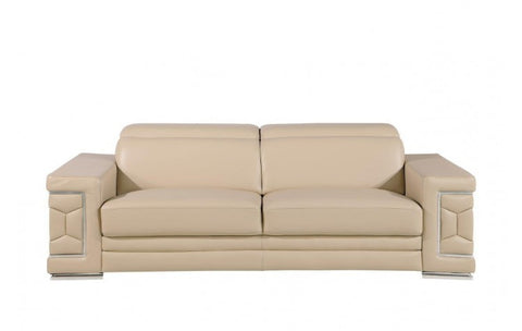 296 Beige Sofa – Genuine LeatherModel:  296-BEIGE-S
