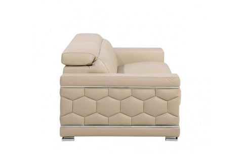 296 Beige Sofa – Genuine LeatherModel:  296-BEIGE-S