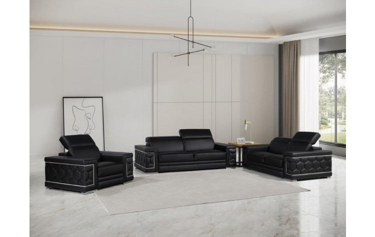 296 Black Sofa Set – Genuine LeatherModel:  296-BLACK