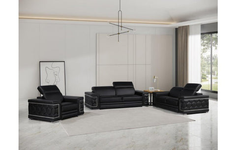 296 Black Sofa Set – Genuine LeatherModel:  296-BLACK