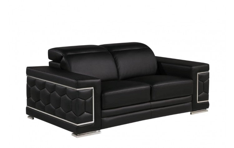 296 Black Loveseat – Genuine LeatherModel:  296-BLACK-L