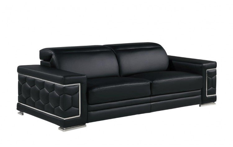 296 Black Sofa – Genuine LeatherModel:  296-BLACK-S