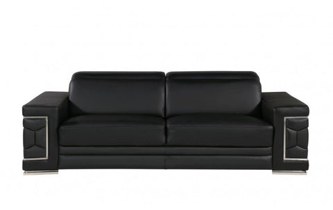 296 Black Sofa – Genuine LeatherModel:  296-BLACK-S