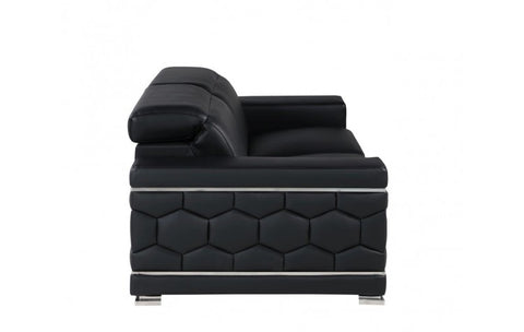 296 Black Sofa – Genuine LeatherModel:  296-BLACK-S