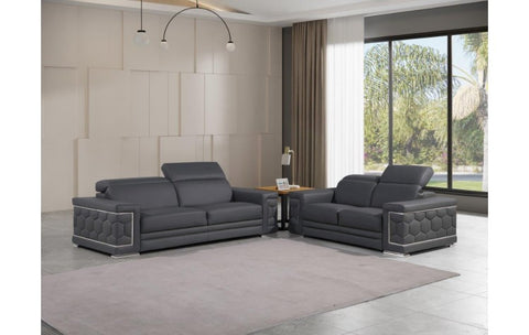 296 Dark Gray Sofa and Loveseat Set – Genuine LeatherModel:  296-GREY-2PC