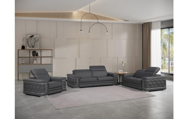 296 Dark Gray Sofa Set – Genuine LeatherModel:  296-GREY