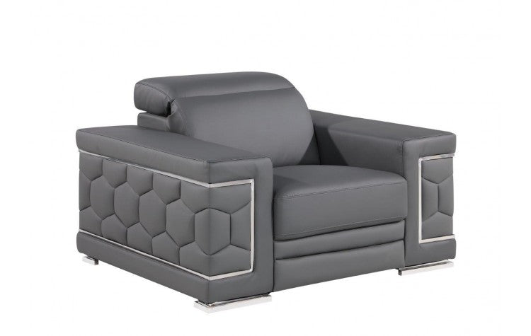 296 Dark Gray Chair – Genuine LeatherModel:  296-GREY-CH