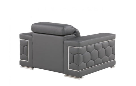 296 Dark Gray Chair – Genuine LeatherModel:  296-GREY-CH