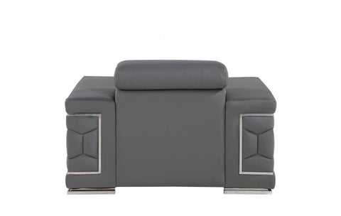 296 Dark Gray Chair – Genuine LeatherModel:  296-GREY-CH
