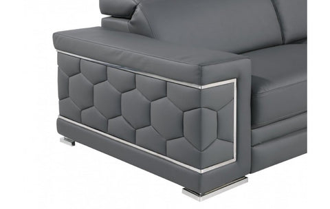 296 Dark Gray Sofa – Genuine LeatherModel:  296-GREY-S