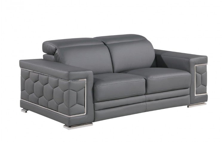 296 Dark Gray Loveseat – Genuine LeatherModel:  296-GREY-L