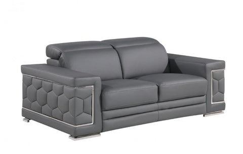 296 Dark Gray Loveseat – Genuine LeatherModel:  296-GREY-L