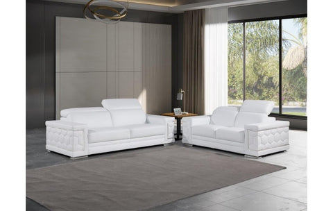 296 White Sofa and Loveseat Set – Genuine LeatherModel:  296-WHITE-2PC