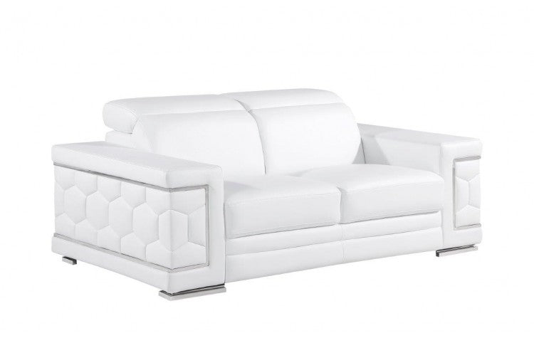296 White Loveseat – Genuine LeatherModel:  296-WHITE-L