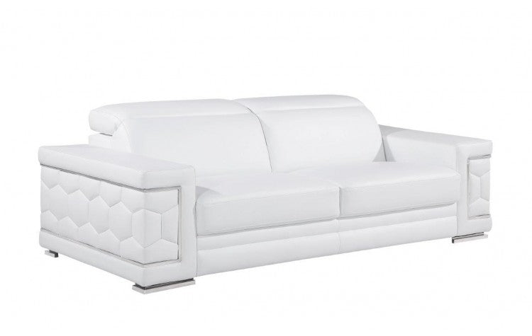 296 White Sofa – Genuine LeatherModel:  296-WHITE-S