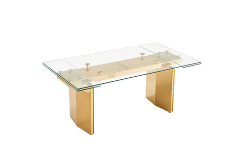 Modrest Nassim Glam Glass Extendable Dining Table Model VGZA-T105-S-GLD