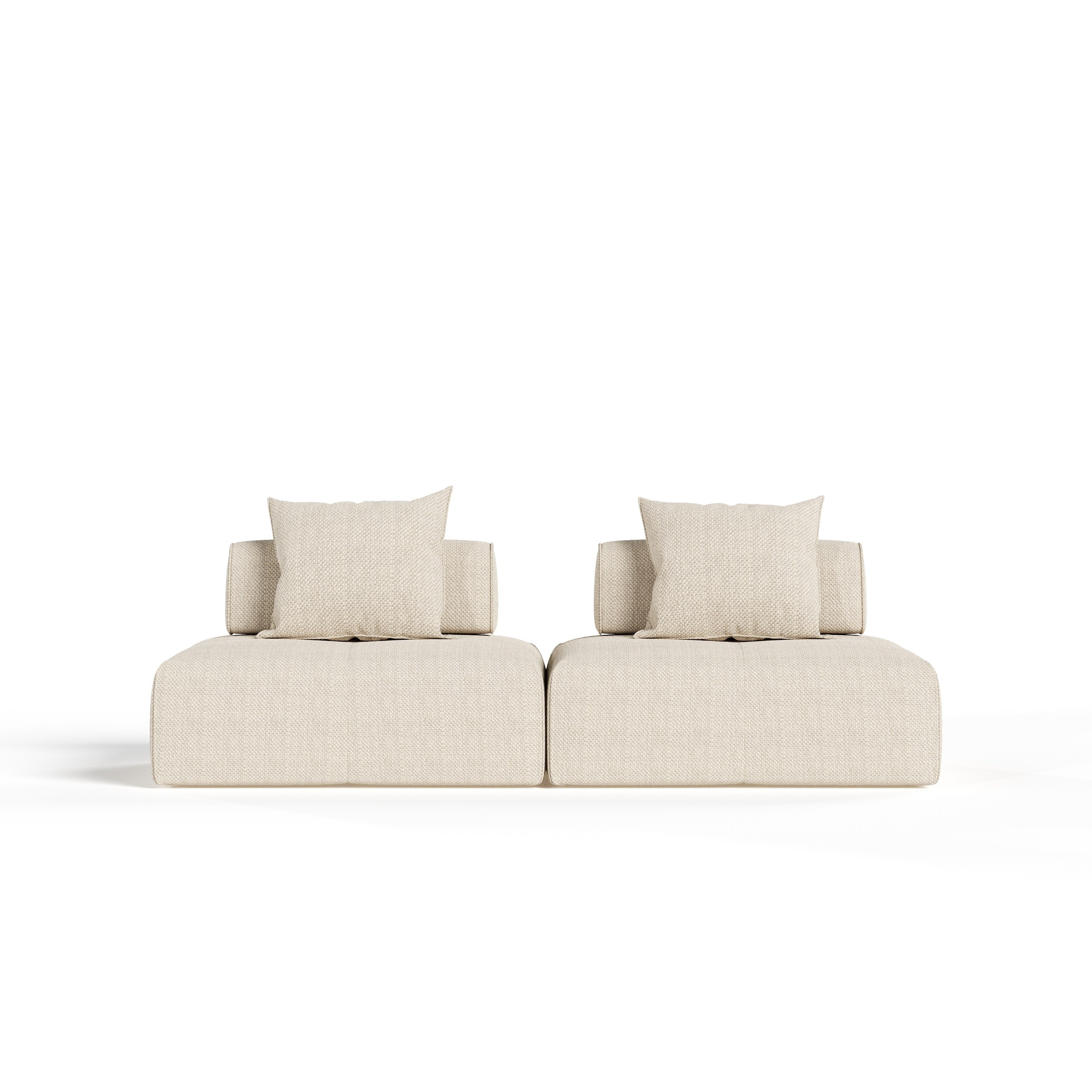 Divani Casa Mondo Modern Modular Beige Fabric Sectional Sofa 2 Piece Sectional Model VGOD-ZW-22033-MOD-BGE-2-Piece Sectional