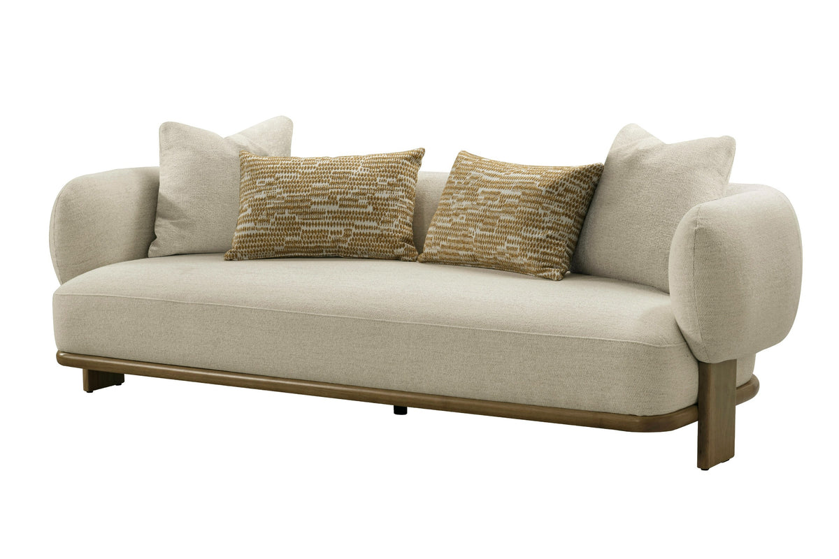 Divani Casa Optima Mid Century Modern Beige & Orange Fabric 3 Seater Sofa Model VGHM-XF559-3SOFA-BGE