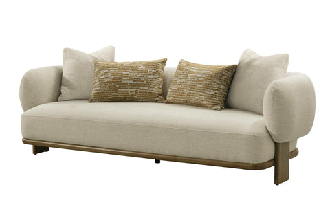 Divani Casa Optima Mid Century Modern Beige & Orange Fabric 3 Seater Sofa Model VGHM-XF559-3SOFA-BGE