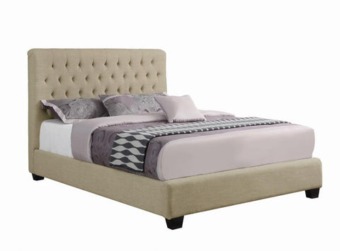 Coaster Chloe Tufted Upholstered Full Bed Oatmeal Model 300007F