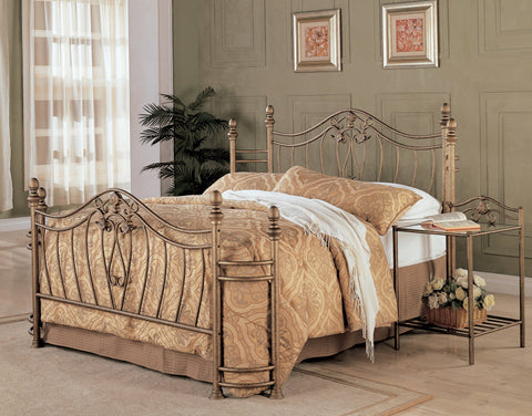 Coaster Sydney Queen Bed Antique Brushed Gold Model 300171Q