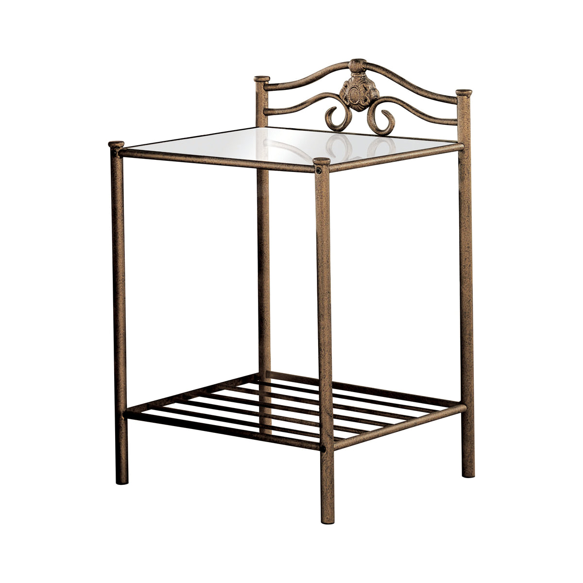 Coaster Sydney 2-shlef Nightstand Antique Brushed Gold Model 300172