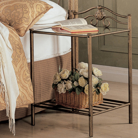 Coaster Sydney 2-shlef Nightstand Antique Brushed Gold Model 300172