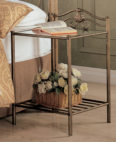 Coaster Sydney 2-shlef Nightstand Antique Brushed Gold Model 300172