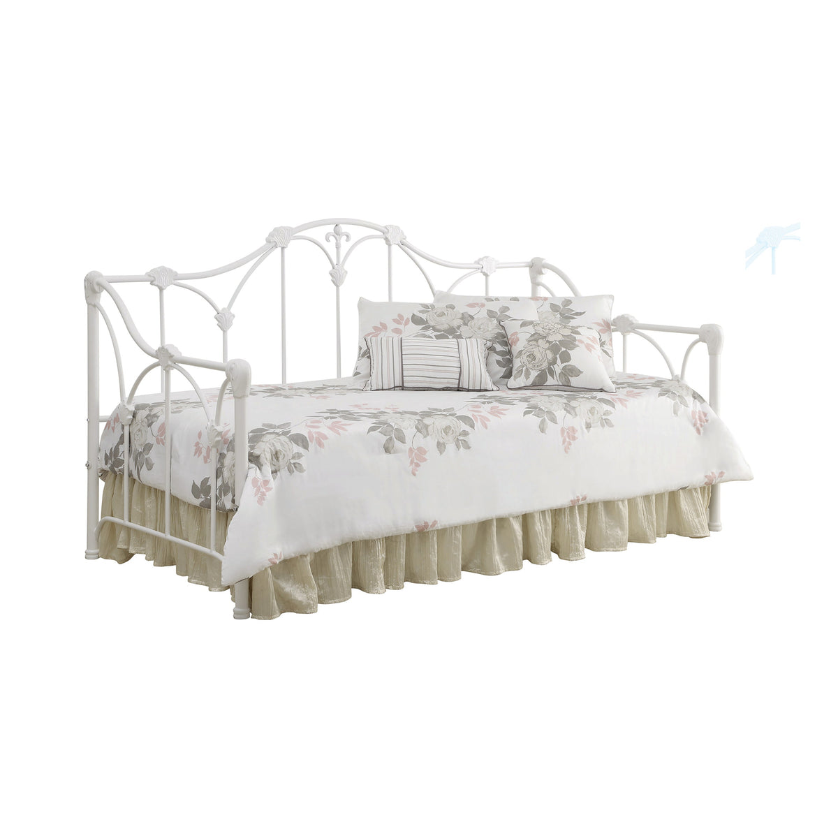 Coaster Halladay Twin Metal Daybed with Floral Frame White Model 300216