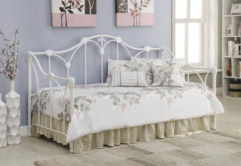 Coaster Halladay Twin Metal Daybed with Floral Frame White Model 300216