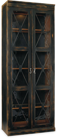 Hooker Furniture Living Room Sanctuary Two-Door Thin Display Cabinet - Ebony