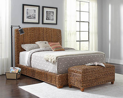 Coaster Laughton Eastern King Hand-Woven Banana Leaf Bed Amber Model 300501KE