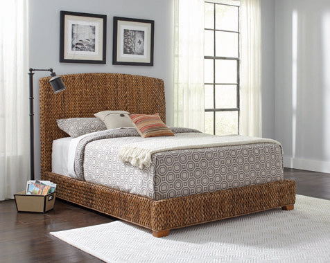 Coaster Laughton Eastern King Hand-Woven Banana Leaf Bed Amber Model 300501KE