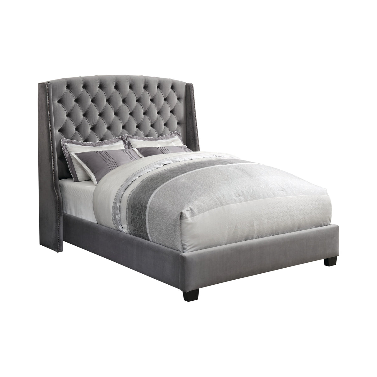 Coaster Pissarro Eastern King Tufted Upholstered Bed Grey Model 300515KE