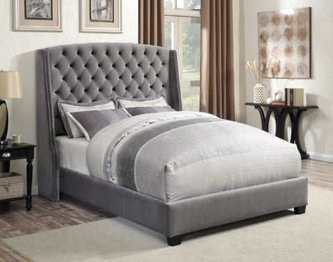 Coaster Pissarro Eastern King Tufted Upholstered Bed Grey Model 300515KE
