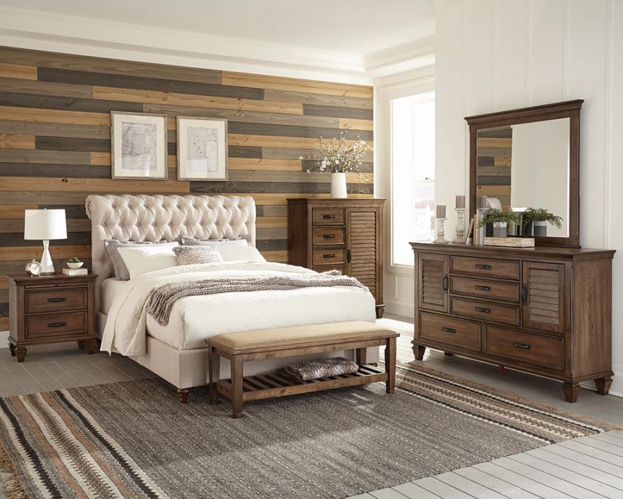 Coaster Devon 4-piece Upholstered Full Bedroom Set Beige and Burnished Oak Model 300525F-S4